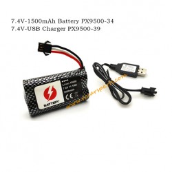 ENOZE 9501E RC Car Parts 7.4V-1500mAh Battery PX9500-34+7.4V-USB Charger PX9500-39