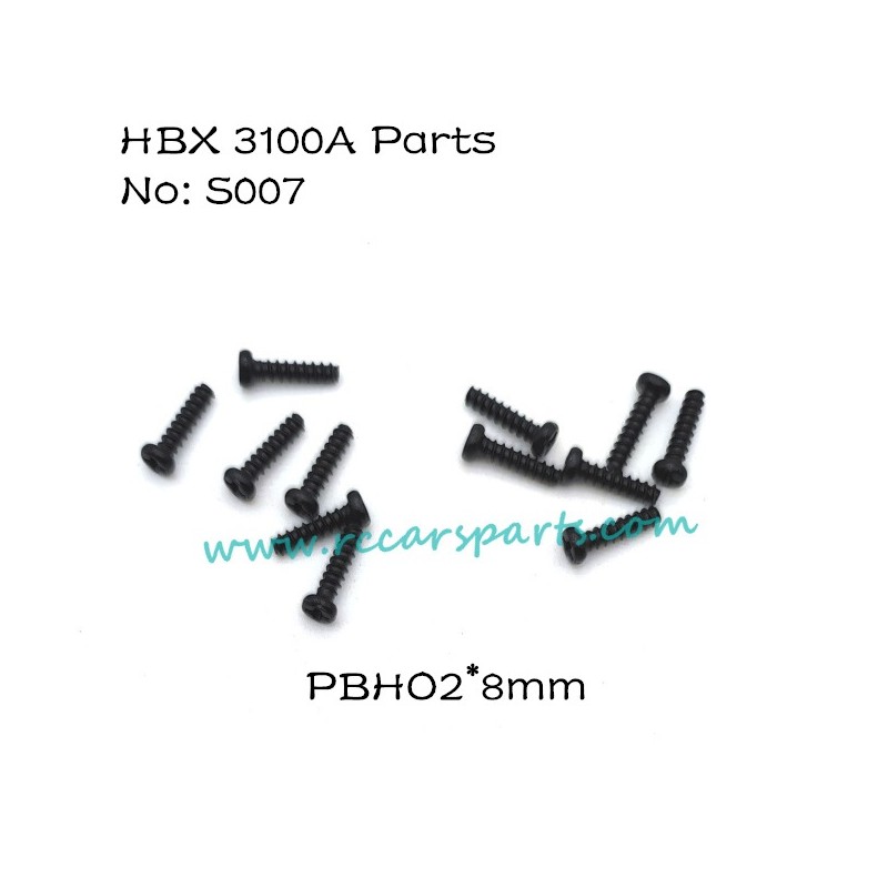 Haiboxing HBX 3100A 1/16 4WD RC Car Parts Pan Head Self Tapping Screws PBHO2X8mm S007