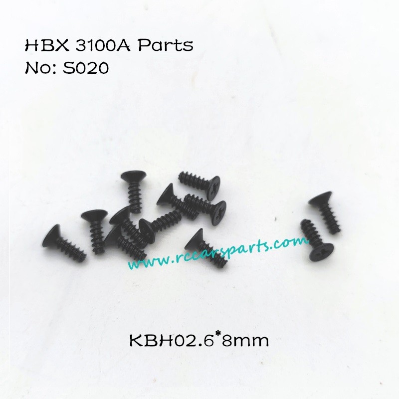 Haiboxing HBX 3100A 1/16 4WD RC Car Parts Countersunk Self Tapping Screws KBH02.6X8mm S020