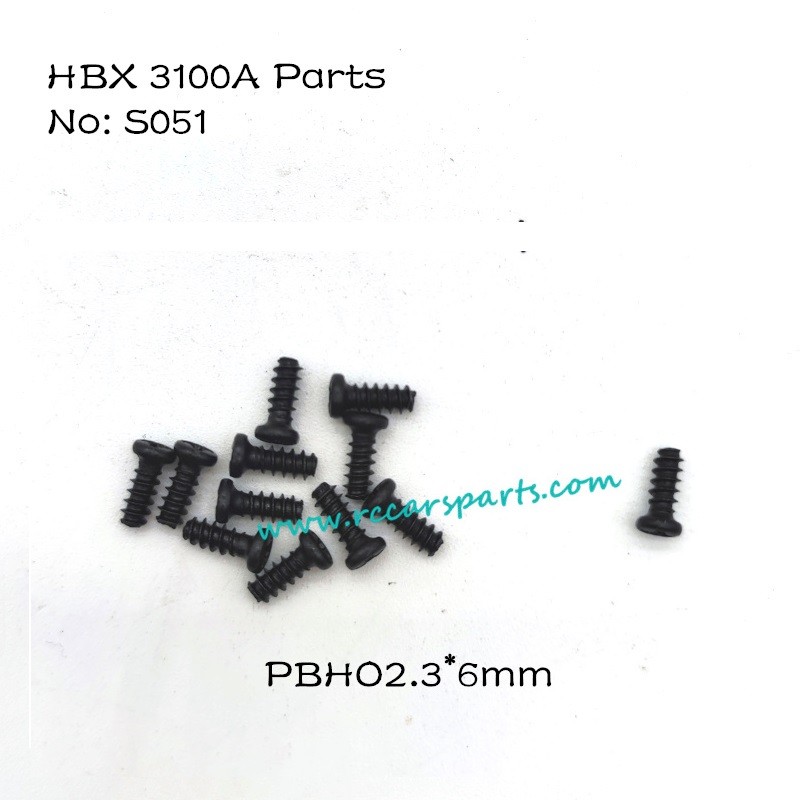 Haiboxing HBX 3100A 1/16 4WD RC Car Parts S051 Pan Head Self Tapping Screws 2.3X6mm