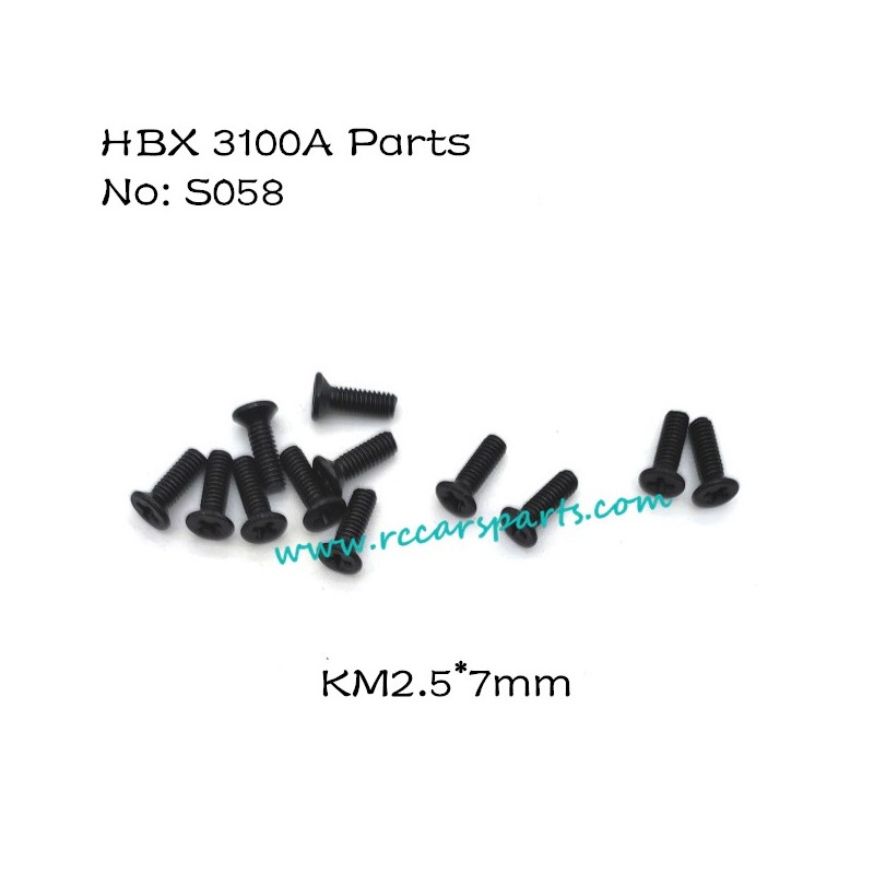 Haiboxing HBX 3100A 1/16 4WD RC Car Parts S058 Countersunk Screws 2.5X7mm