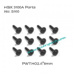 HBX 3100A 1/16 4WD RC Car Parts Flange Head Self Tapping Screws 2.6X8mm S160