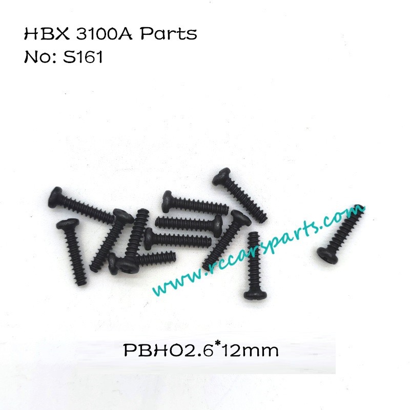 HBX 3100A 1/16 4WD RC Car Parts Pan Head Self Tapping Screws 2.6X12mm S161