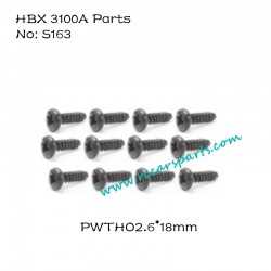 HBX 3100A 1/16 4WD RC Car Parts Flange Head Self Tapping Screws 2.6X18mm S163