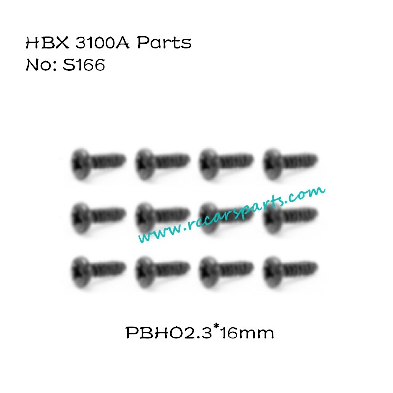 HBX 3100A 1/16 4WD RC Car Parts Pan Head Self Tapping Screws 2.3X16mm S166