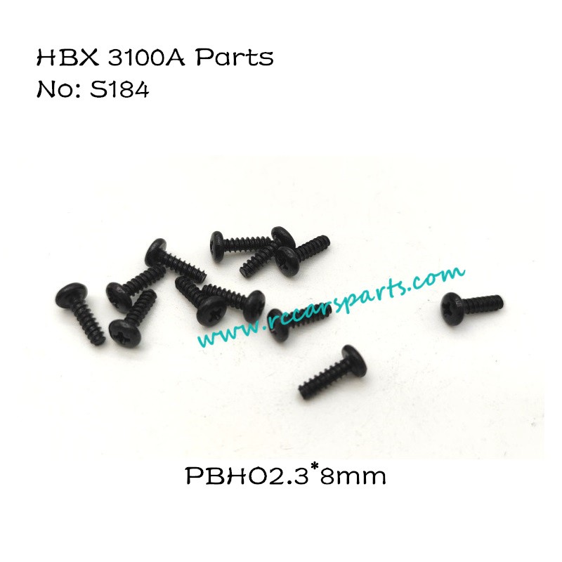 HBX 3100A 1/16 4WD RC Car Parts Pan Head Self Tapping Screws 2.3X8mm S184