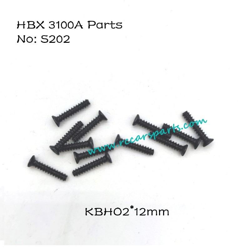 HBX 3100A 1/16 4WD RC Car Parts Countersunk Self Tapping Screws 2X12mm S202