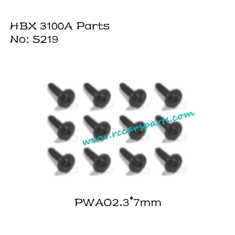 HBX 3100A RC Car Parts Flange Head Self Tapping Screws 2.3X7mm S219