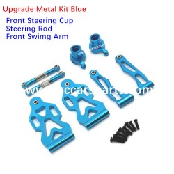 RC Car Upgrade Metal Front Steering Cup+Steering Rod +Front Swimg Arm Kit Blue For SCY 16201