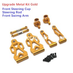 SCY 16201 RC Car Parts Upgrade Metal Front Steering Cup+Steering Rod +Front Swimg Arm Kit Gold