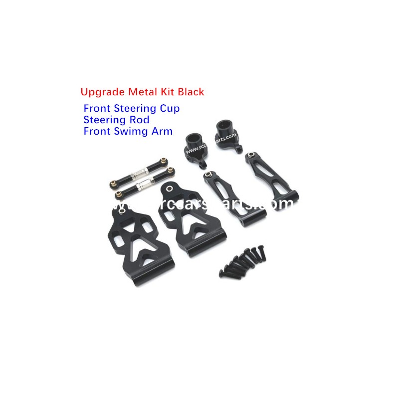 SCY 16101 RC Car Upgrade Metal Front Steering Cup+Steering Rod+Front Swimg Arm Kit Black