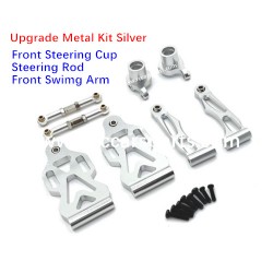 RC Car Upgrade Metal Front Steering Cup+Steering Rod+Front Swimg Arm Kit Silver For SCY 16101