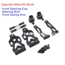 RC Car 16102 Parts Upgrade Metal Front Steering Cup+Steering Rod+Front Swimg Arm Kit Black