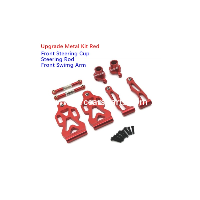 SCY 16103 RC Car Upgrade Metal Front Steering Cup+Steering Rod+Front Swimg Arm Kit Red
