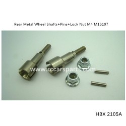 RC Car HBX 2105A Parts Rear Metal Wheel Shafts+Pins+Lock Nut M4 M16107