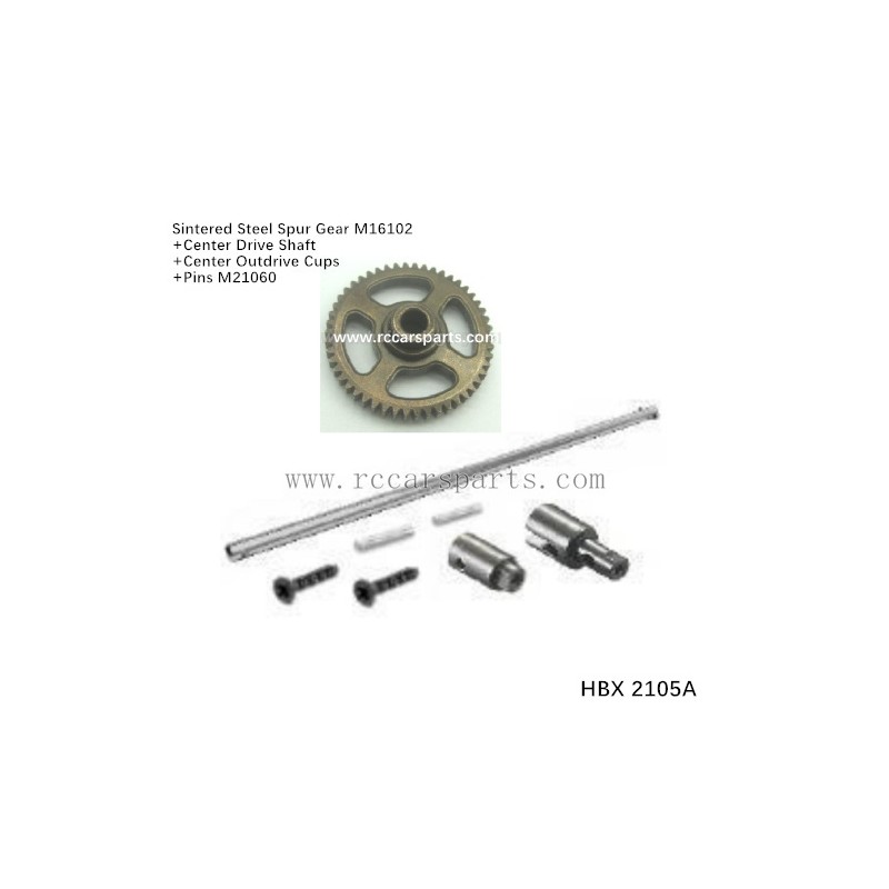 RC Car 2105A Parts Sintered Steel Spur Gear M16102+Center Drive Shaft+Center Outdrive Cups+Pins M21060
