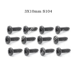 1/10 RC Car HBX 2996 Parts Pan Head Screws BMHO 3X10mm S104
