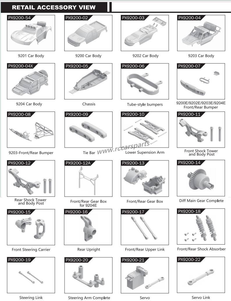 Enoze 9200e 9201e 9202e 9203e 9204e 9206e rc car parts list
